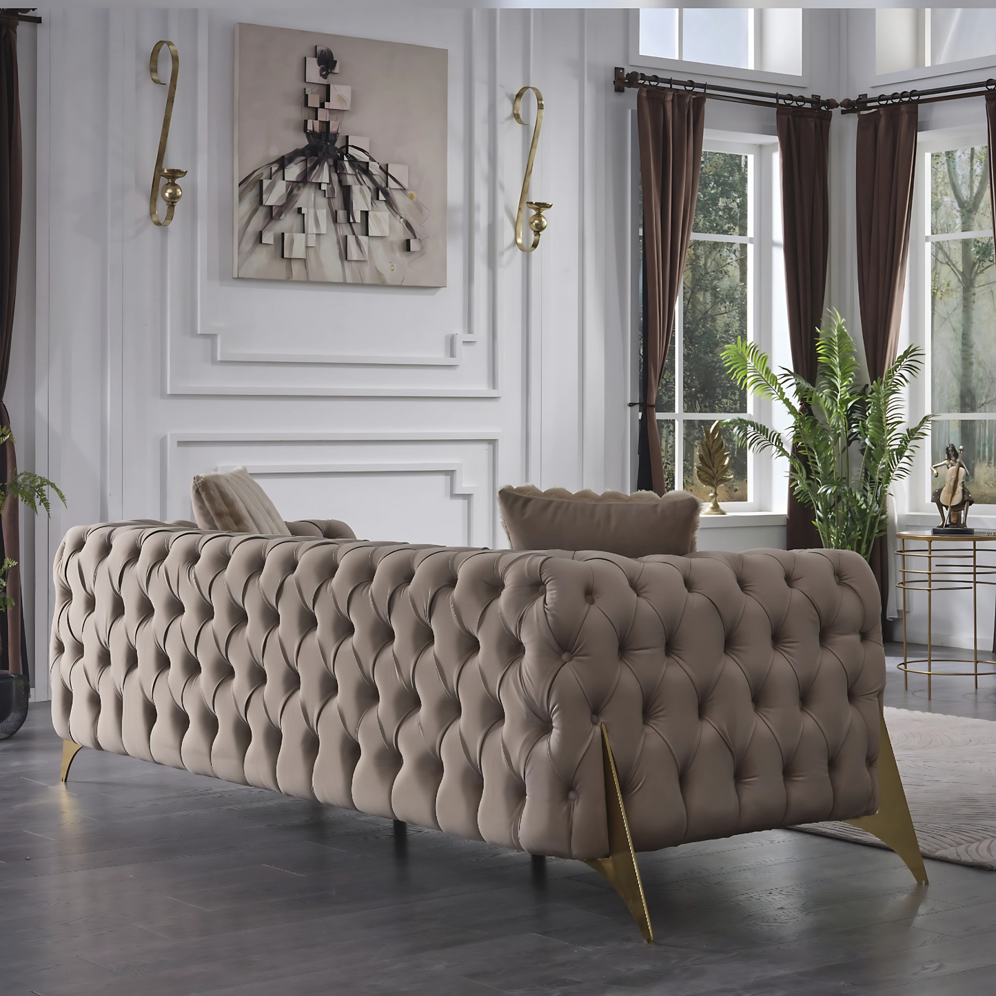Turkish Marselle Sofa Set - Dark Cream