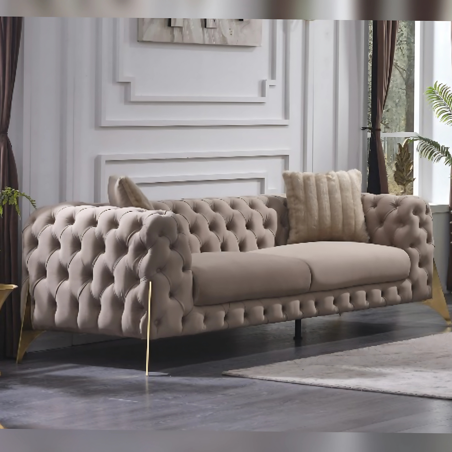 Turkish Marselle Sofa Set - Dark Cream