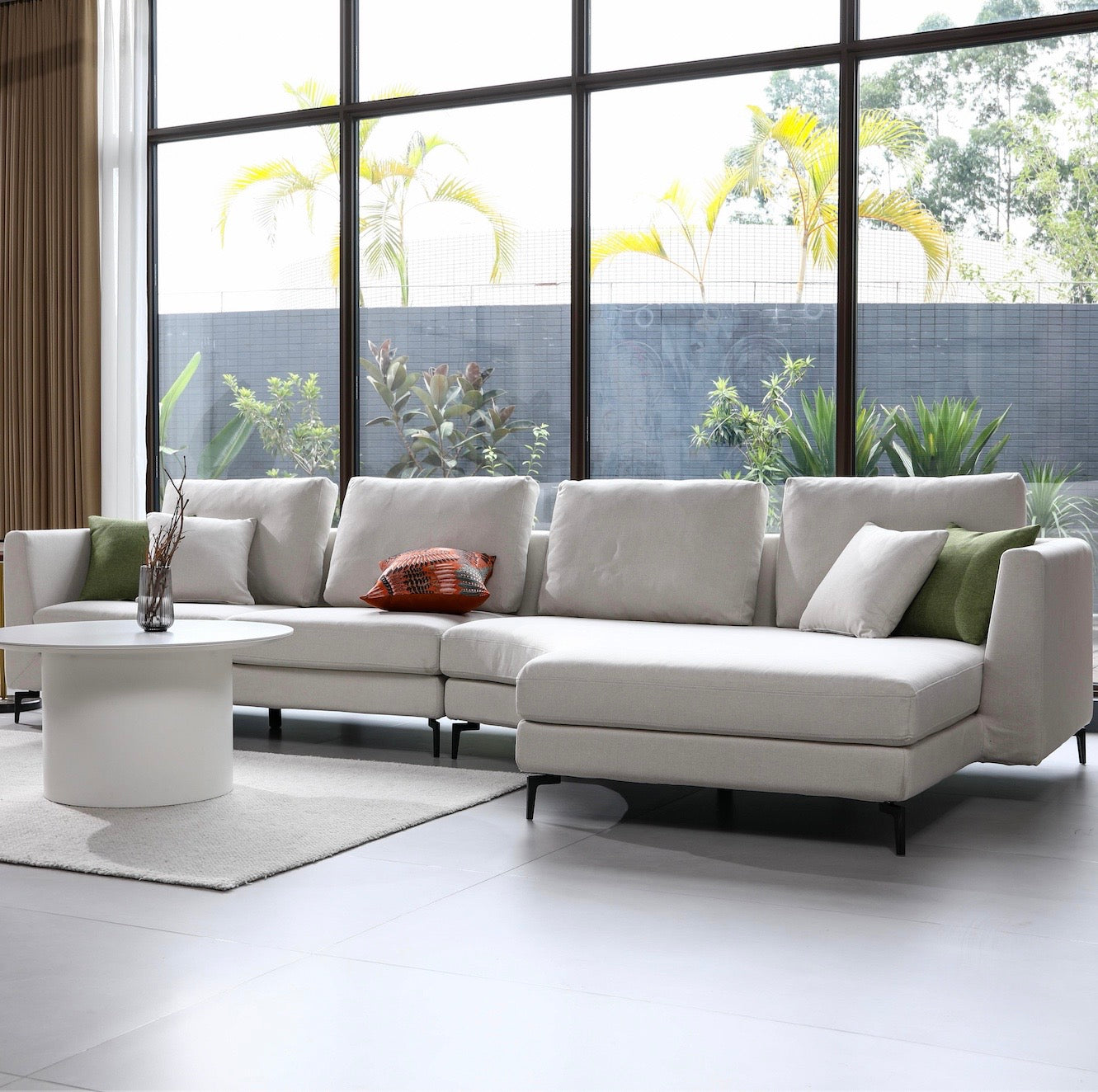 Mary Sectional Sofa Left Chaise - White