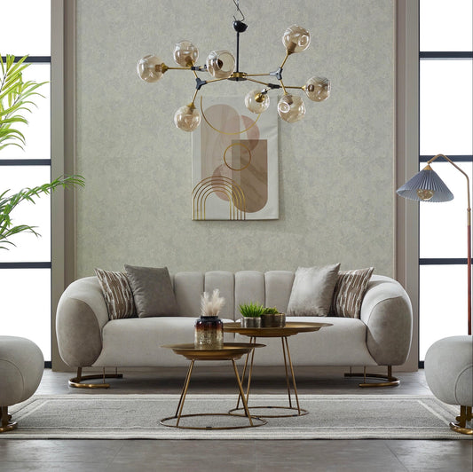 Turkish Palmera Sofa - White & Beige