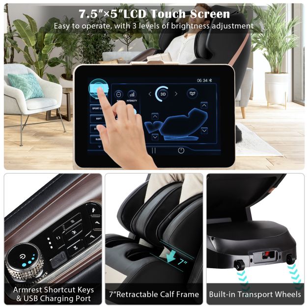 Double SL Track 3D Recliner Full Body Zero Gravity Massage Chair with 12 Auto Modes