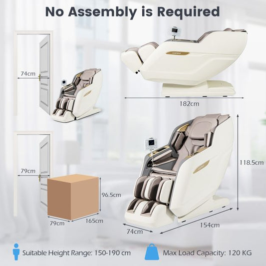 3D SL Track Massage Chair with Airbags, 22 Auto Modes & One-Button Rocking
