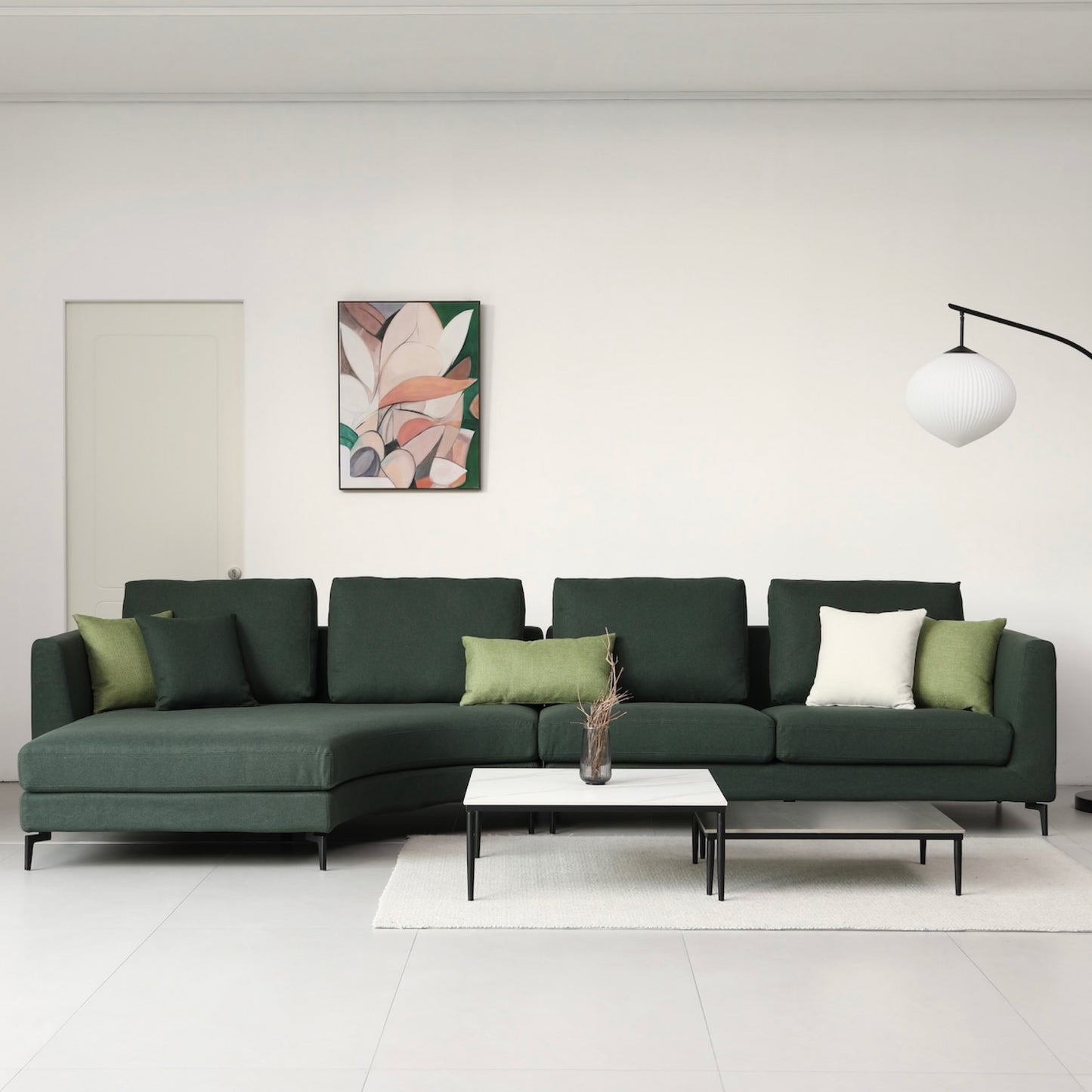 Mary Sectional Sofa Right Chaise - Green