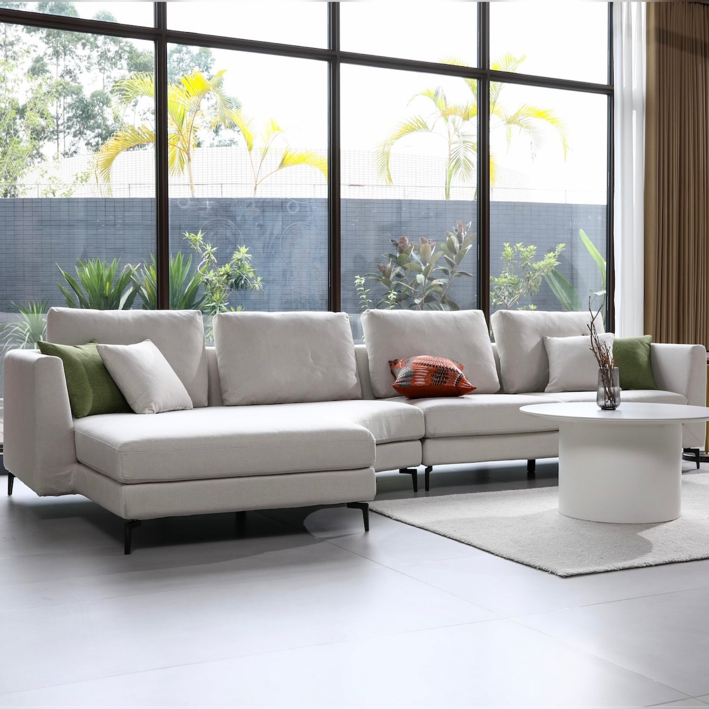 Mary Sectional Sofa Right Chaise - White