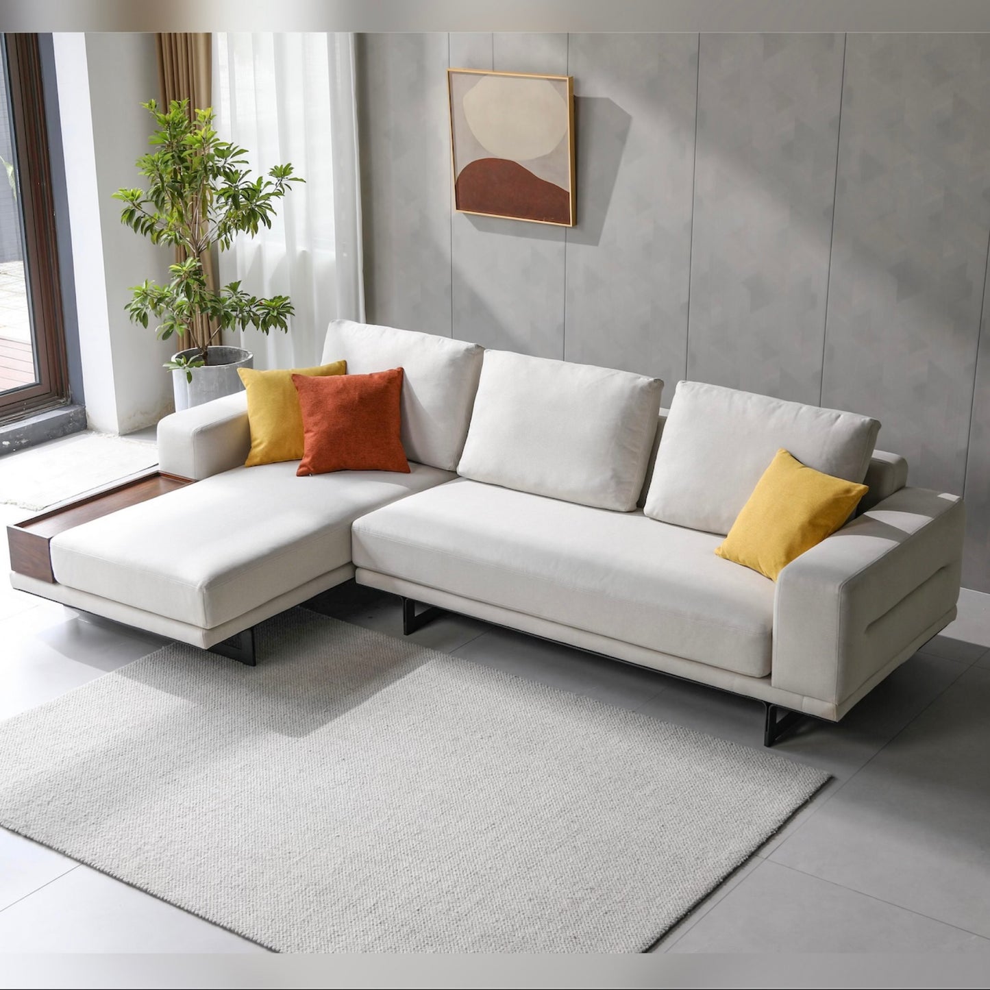 Jasper Sectional Sofa Right Chaise - White