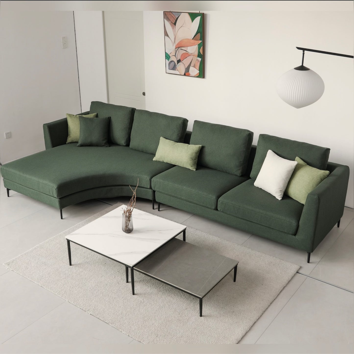 Mary Sectional Sofa Right Chaise - Green