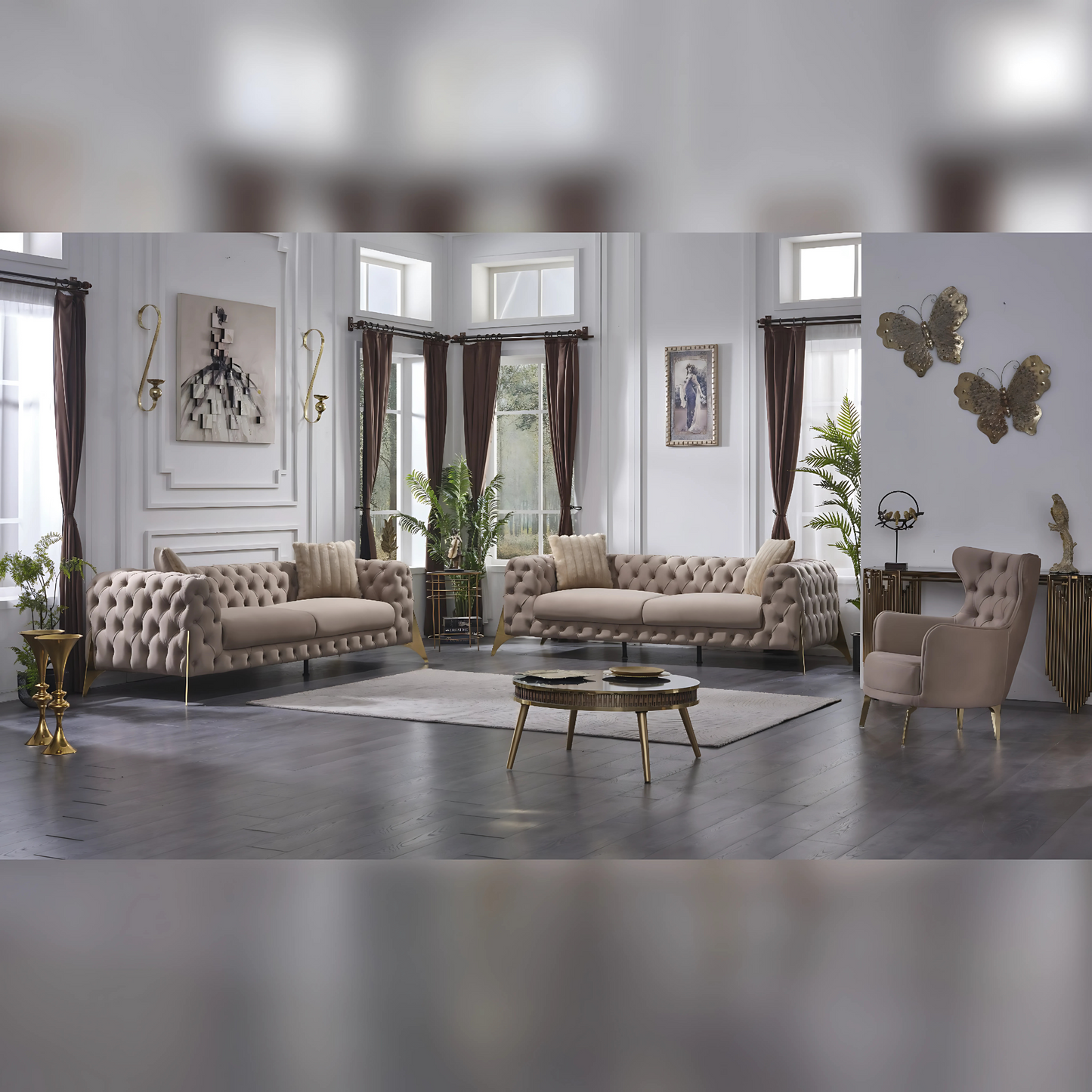 Marselle Sofa Set - Dark Cream