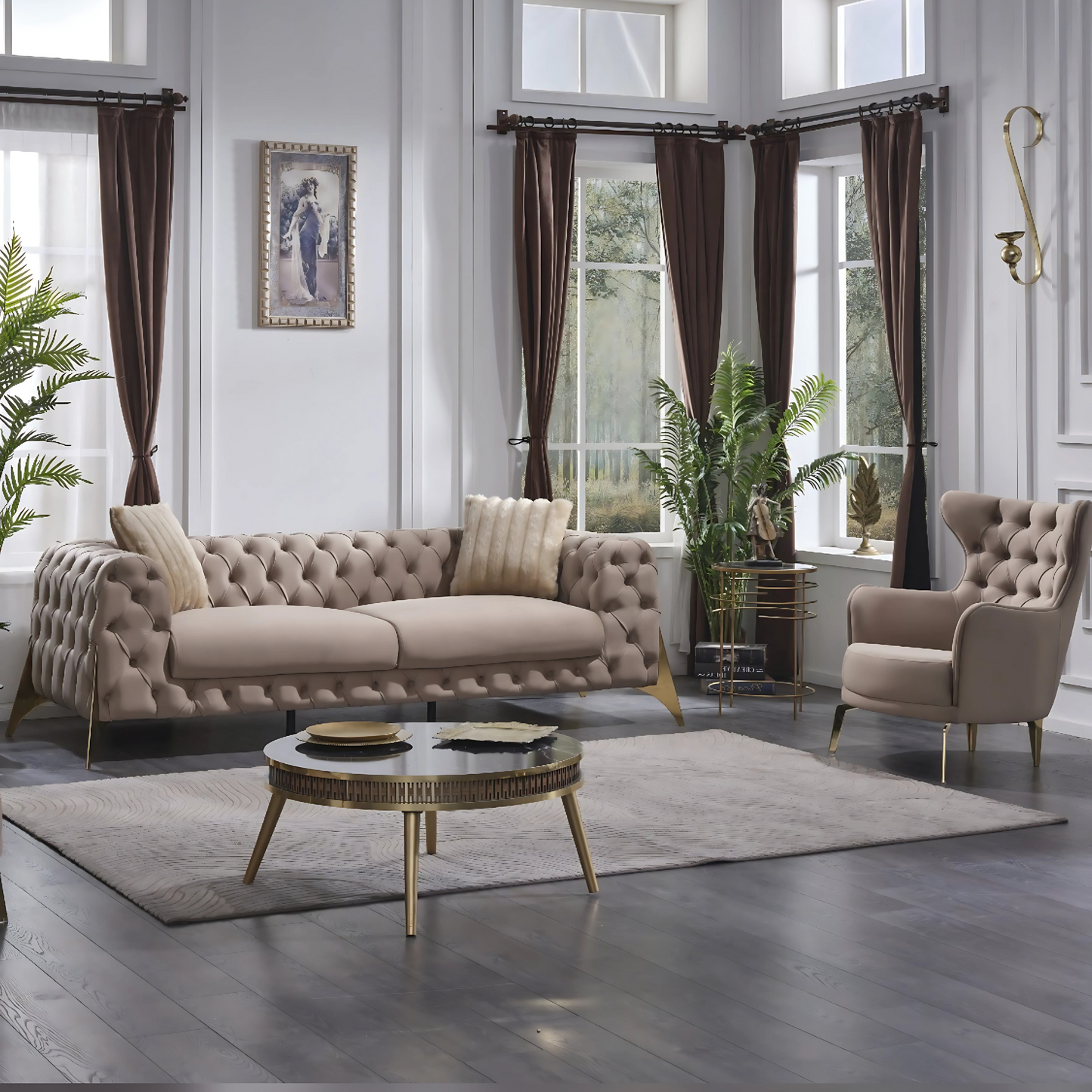 Marselle Sofa Set - Dark Cream