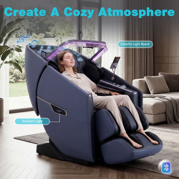 4D Full Body Zero Gravity Massage Chair with Heating Shawl, Airbags & Health Monitor