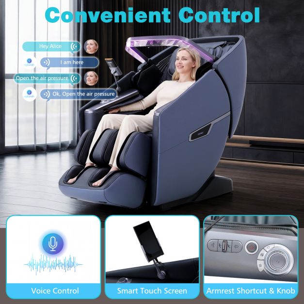 4D Full Body Zero Gravity Massage Chair with Heating Shawl, Airbags & Health Monitor