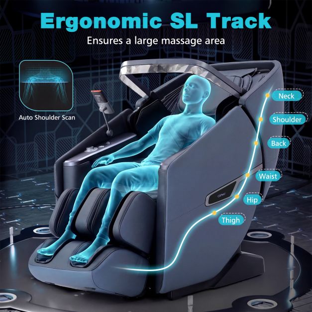 4D Full Body Zero Gravity Massage Chair with Heating Shawl, Airbags & Health Monitor