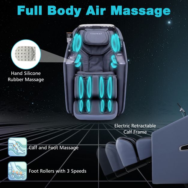 4D Full Body Zero Gravity Massage Chair with Heating Shawl, Airbags & Health Monitor