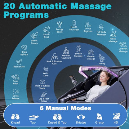 4D Full Body Zero Gravity Massage Chair with Heating Shawl, Airbags & Health Monitor