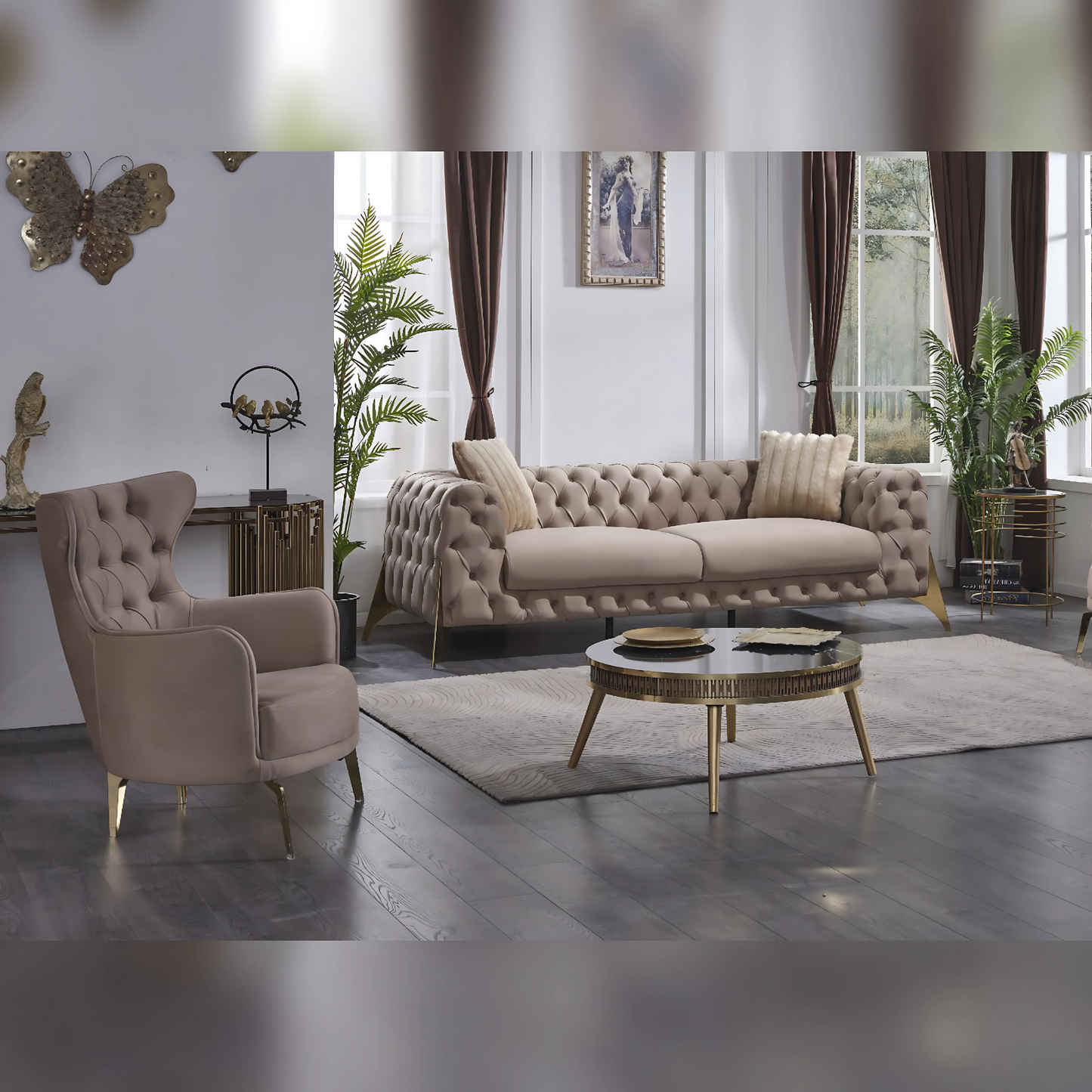 Marselle Sofa Set - Dark Cream