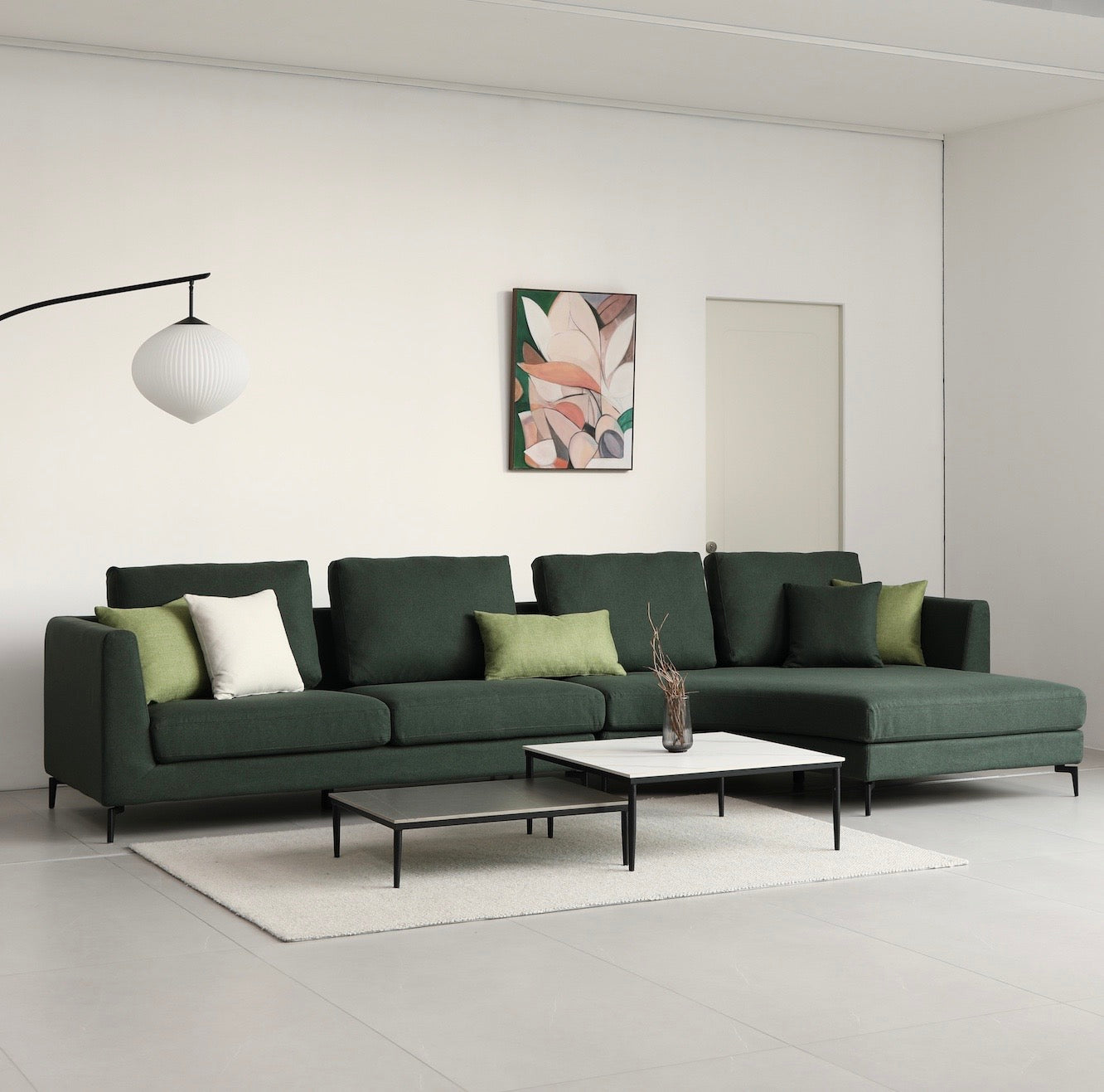 Mary Sectional Sofa Left Chaise - Green
