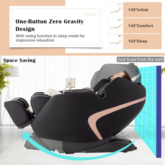 Double SL Track 3D Recliner Full Body Zero Gravity Massage Chair with 12 Auto Modes