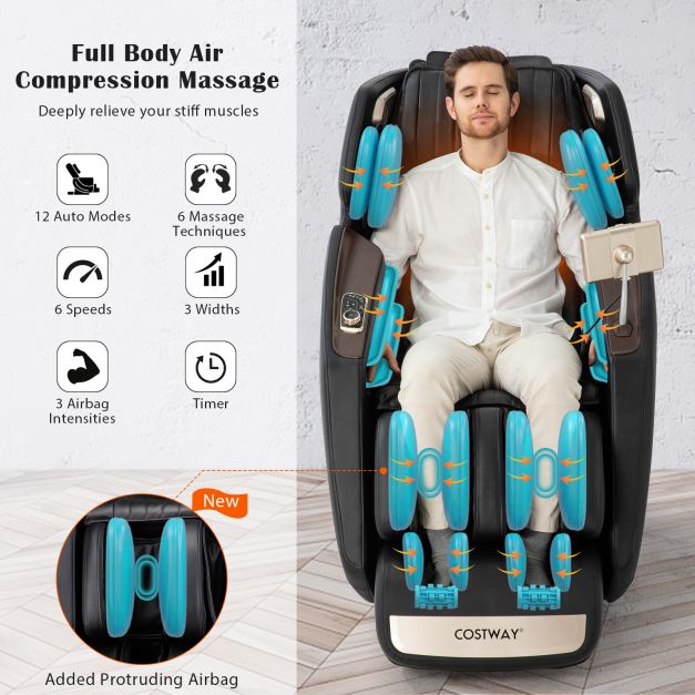 Double SL Track 3D Recliner Full Body Zero Gravity Massage Chair with 12 Auto Modes