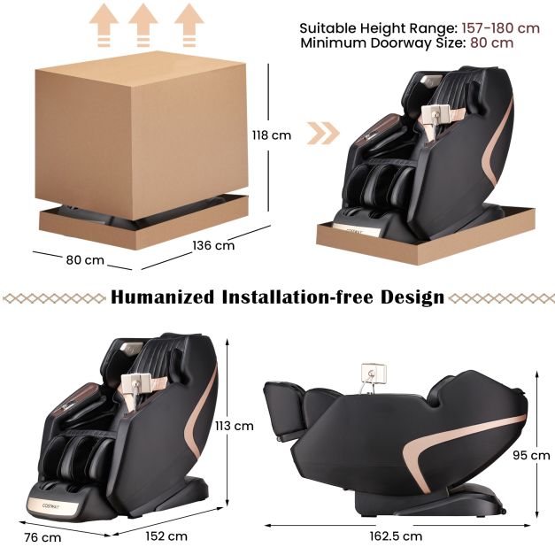 Double SL Track 3D Recliner Full Body Zero Gravity Massage Chair with 12 Auto Modes