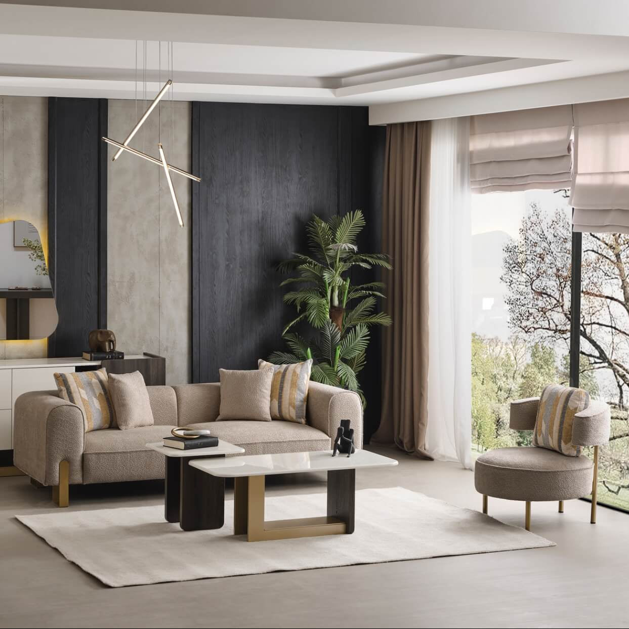 Pedro Sofa Set - Brown