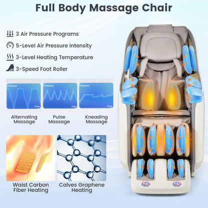 3D SL Track Massage Chair with Airbags, 22 Auto Modes & One-Button Rocking