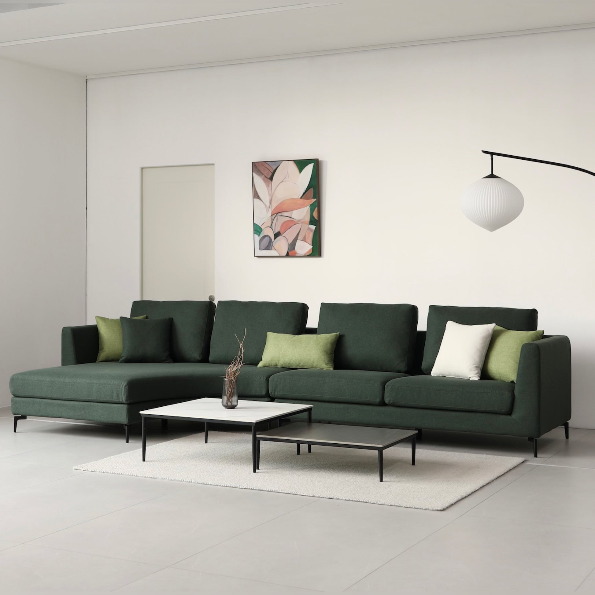 Mary Sectional Sofa Right Chaise - Green