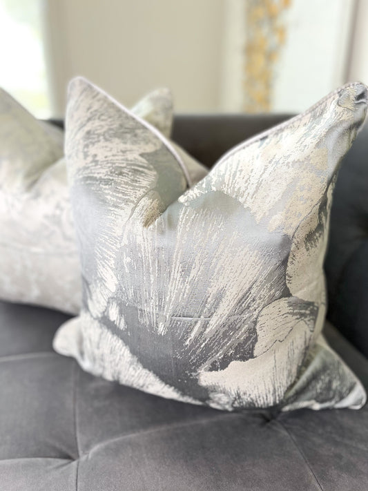 Silver & Grey Jacquard Luxury Cushion Cover