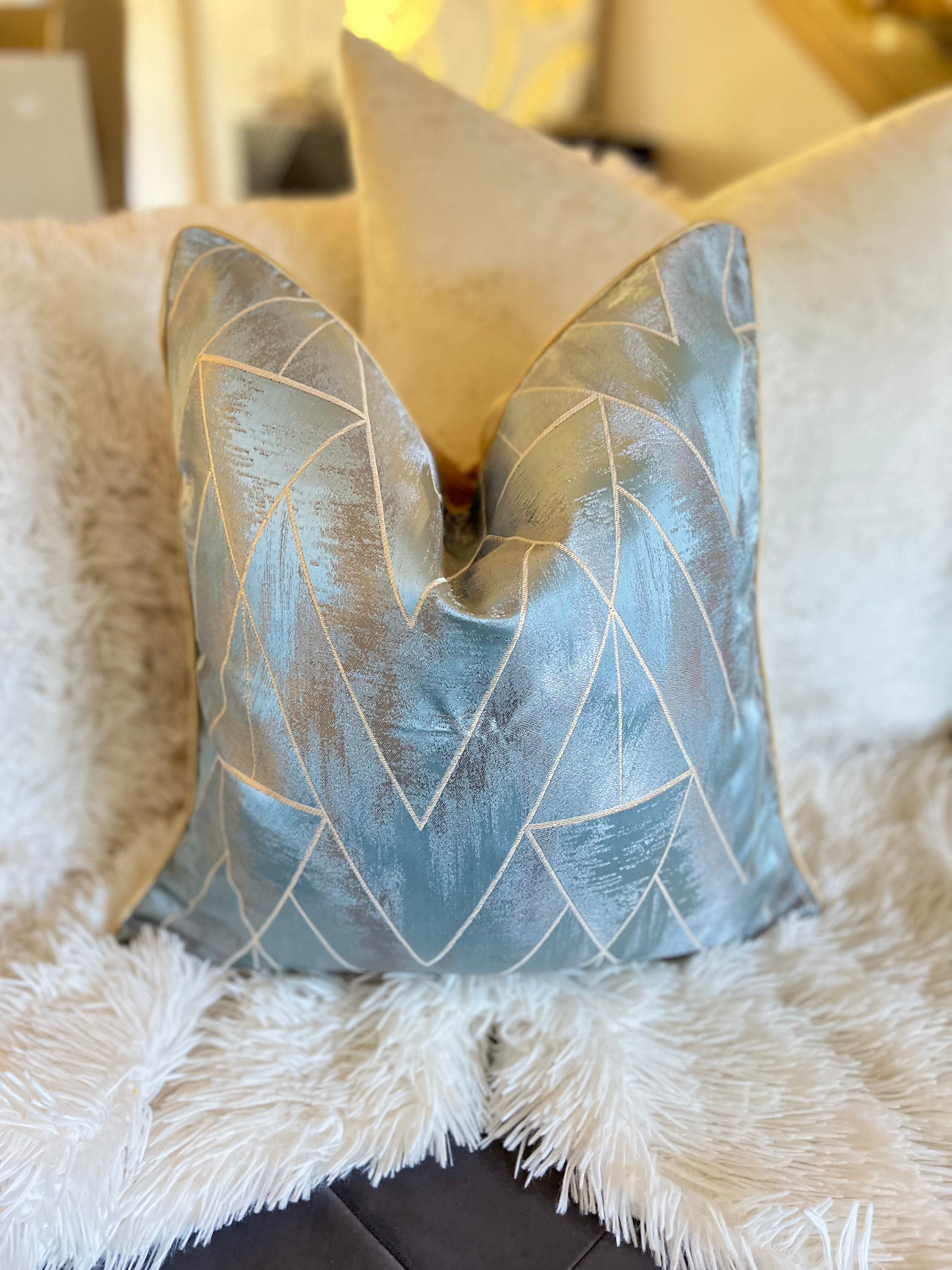 Silver and clearance blue pillows